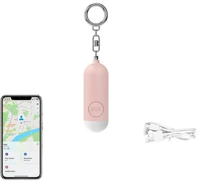 Alt view image 2 of 2 - Personal Safety Alarm for Women 130dB Loud Elders & Kids Self Rechargeable Defense Keychain Siren Works with Apple Find My App(find Your ItemsiOS only) for Girls Kids Elderly