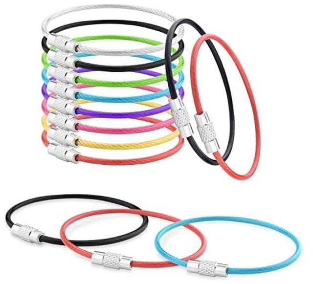 Alt view image 2 of 5 - 16 Pack Stainless Steel Loops 2mm Coated Wire Keychain Cable Large Keyrings 6 inch Key Chain for Luggage Tags, Key Tags, Keyrings, Kitchen Utensils, Duster-Assorted Colors