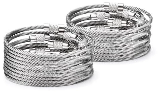 Alt view image 3 of 5 - 16 Pack Stainless Steel Loops 2mm Coated Wire Keychain Cable Large Keyrings 6 inch Key Chain for Luggage Tags, Key Tags, Keyrings, Kitchen Utensils, Duster-Assorted Colors