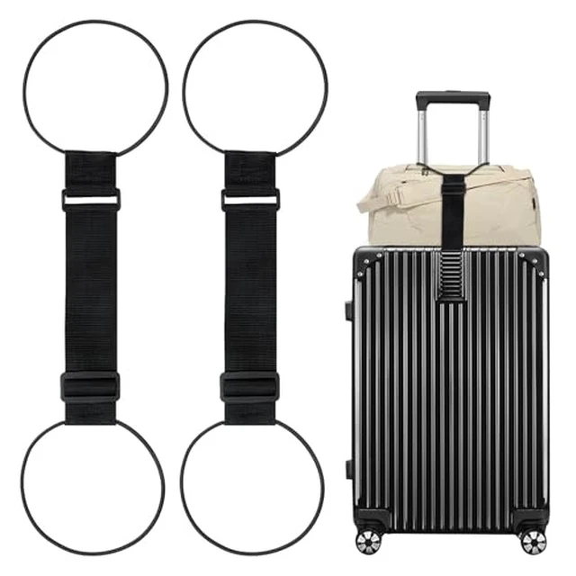 Alt view image 2 of 2 - 2 Pack Luggage Straps for Suitcases, Adjustable Bungee Elastic Belt