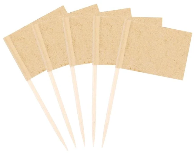 Main image of 100 Pieces Blank Toothpick Flags Cheese Markers Food Labels for Party Buffet Cheese Labels for Charcuterie Board Cocktail Picks for Appetizers (Kraft)