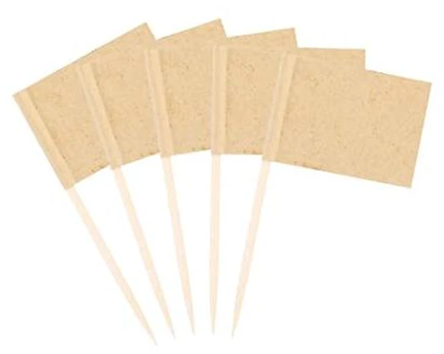 Alt view image 2 of 2 - 100 Pieces Blank Toothpick Flags Cheese Markers Food Labels for Party Buffet Cheese Labels for Charcuterie Board Cocktail Picks for Appetizers (Kraft)