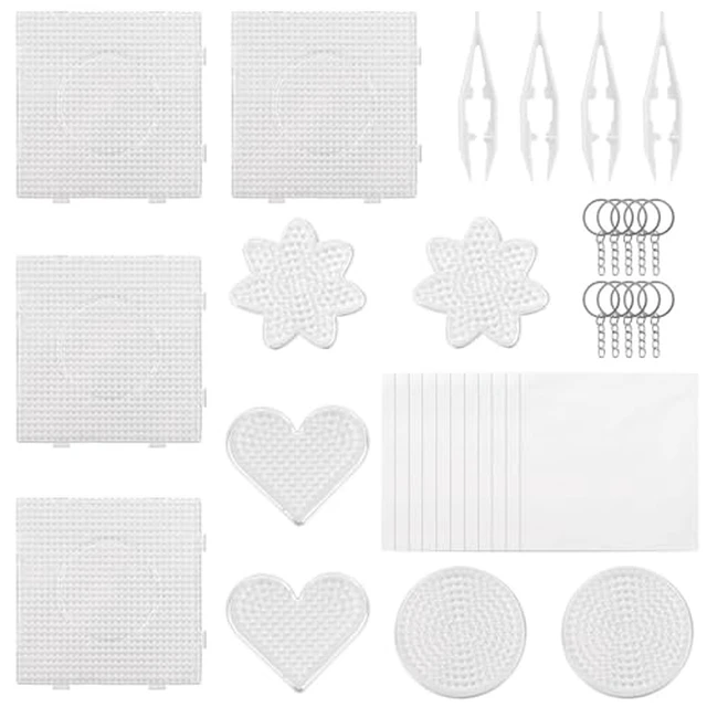 Alt view image 2 of 2 - 10Pcs 5mm Fuse Beads PegboardsMultiple Shapes Melty Beads Peg Boards with 4Pcs Tweezers for Ironing Pixel Art Kit and Crafts