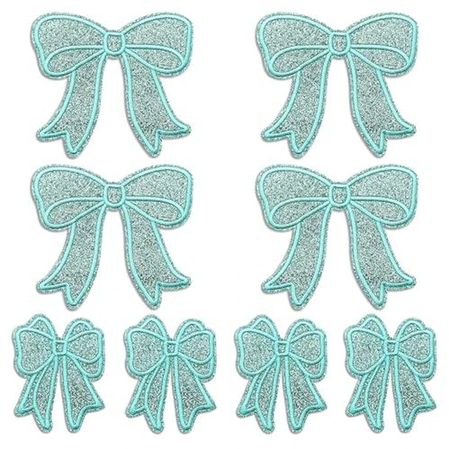 Alt view image 3 of 6 - 18pcs Mint Green Heart Iron On Patches, 6 Sizes Glitter Heart Embroidered Patch Cute Applique DIY Decorative Accessories for Clothes Backpacks Jackets Hats