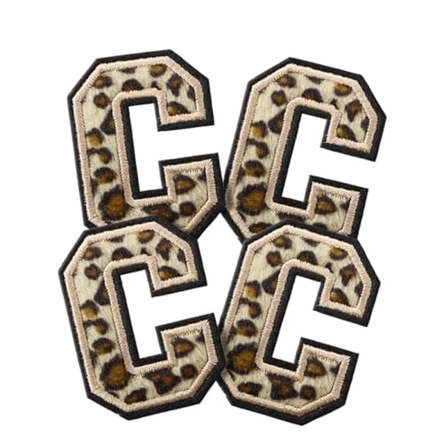Alt view image 4 of 6 - 4 Pcs Chenille Iron on Letter Patches, Leopard Alphabet Patch Letters Embroidered for Clothes, Dress, Hat, Jeans, Shoes Bags, DIY Supplies, J.