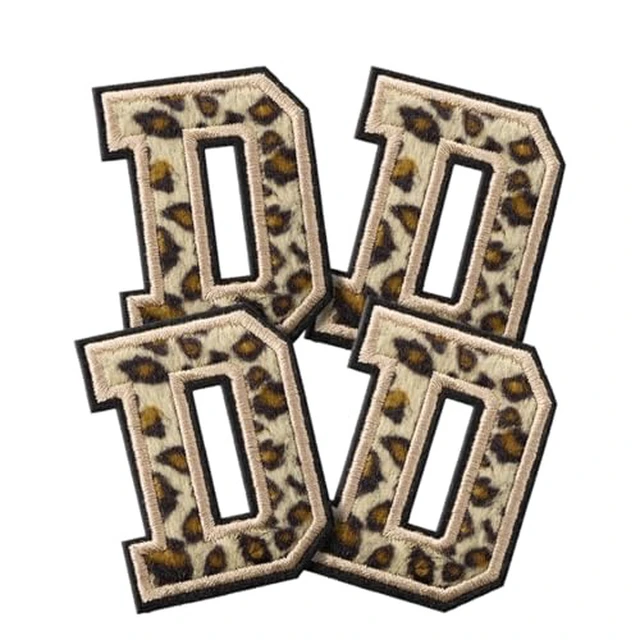 Alt view image 5 of 6 - 4 Pcs Chenille Iron on Letter Patches, Leopard Alphabet Patch Letters Embroidered for Clothes, Dress, Hat, Jeans, Shoes Bags, DIY Supplies, J.