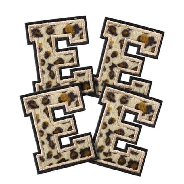 Alt view image 6 of 6 - 4 Pcs Chenille Iron on Letter Patches, Leopard Alphabet Patch Letters Embroidered for Clothes, Dress, Hat, Jeans, Shoes Bags, DIY Supplies, J.