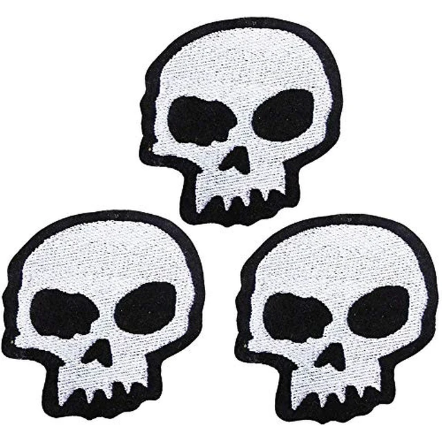 Alt view image 6 of 6 - U-Sky Sew or Iron on Embroidered Patches | Pirate Punk Skull & Crossbones White Black | 3D Embroidery Washable | Biker Rocker Gamer Decals | Jeans Jackets Caps Bags Hoodie Vest | 2.9"x2.7"