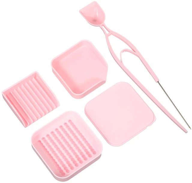 Main image of 5Pcs Fuse Bead Tools Kit Pink, Single Needle Tweezer & Aligner Tray