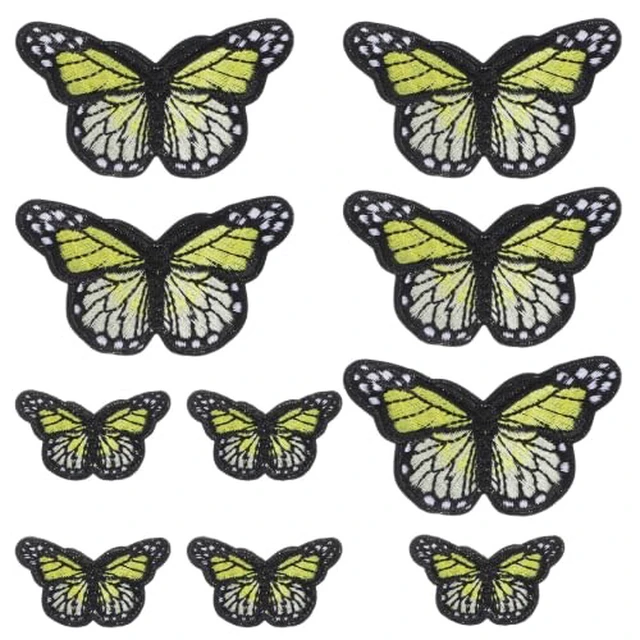 Alt view image 2 of 6 - 10 PCS Butterfly Iron On Patches, Ymapinc Green Embroidered Applique