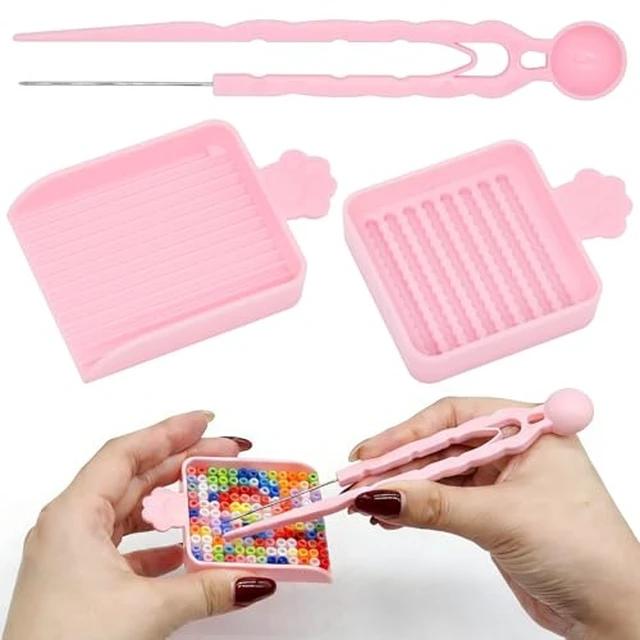 Alt view image 2 of 3 - 3Pcs Fuse Bead Tool Kit - Single Needle Tweezers, Aligner Tray & Bead Scoop for 2.6mm Craft Beads, Essential Accessories for DIY Bead Art, Melty Bead Organizer & Helper Tool