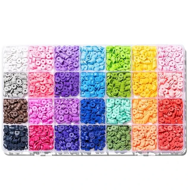 Alt view image 2 of 6 - 28 Colors 3500 Pcs Clay Beads Kit for Bracelets Making, Flat Round Polymer Spacer heishi Clay Beads for Craft and Jewelry Making
