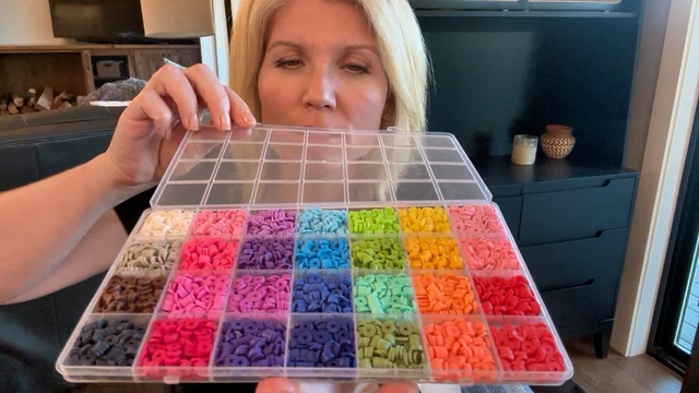 Alt view image 4 of 6 - 28 Colors 3500 Pcs Clay Beads Kit for Bracelets Making, Flat Round Polymer Spacer heishi Clay Beads for Craft and Jewelry Making
