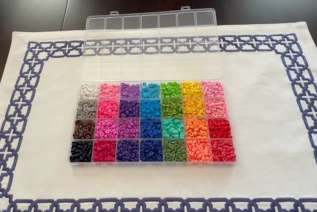 Alt view image 5 of 6 - 28 Colors 3500 Pcs Clay Beads Kit for Bracelets Making, Flat Round Polymer Spacer heishi Clay Beads for Craft and Jewelry Making