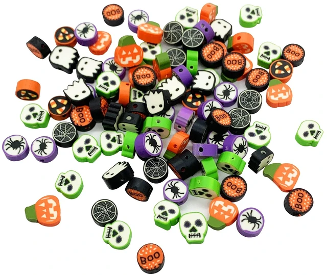 Main image of 100 Pcs Halloween Polymer Clay Beads Heishi Spacer Beads Supplies for DIY Bracelet Earring Necklace Jewelry Making