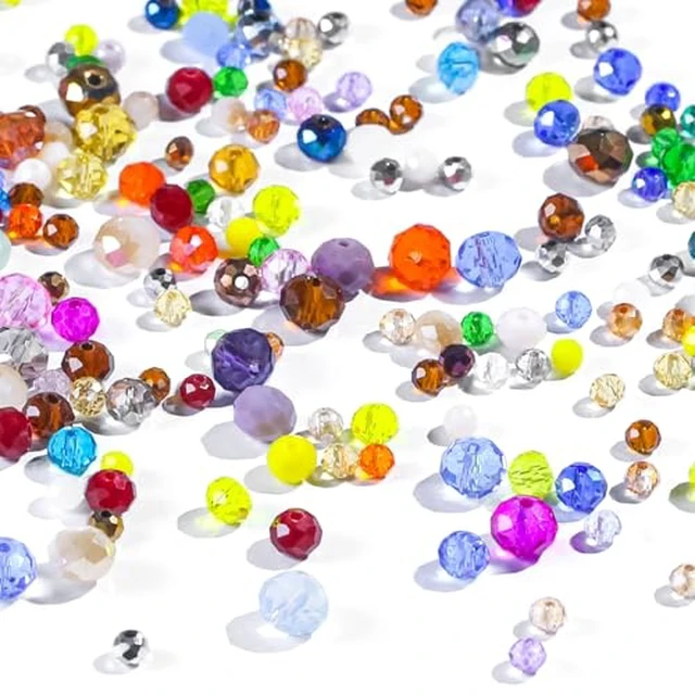 Alt view image 3 of 6 - 800pcs Glass Beads for Jewelry Making, Loose Sparkly Beads Hole Drilled DIY for Bracelets Craft Earrings Making, Colorful Rainbow Crystal Beads (White)