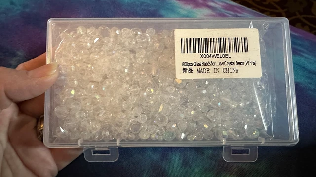 Alt view image 6 of 6 - 800pcs Glass Beads for Jewelry Making, Loose Sparkly Beads Hole Drilled DIY for Bracelets Craft Earrings Making, Colorful Rainbow Crystal Beads (White)