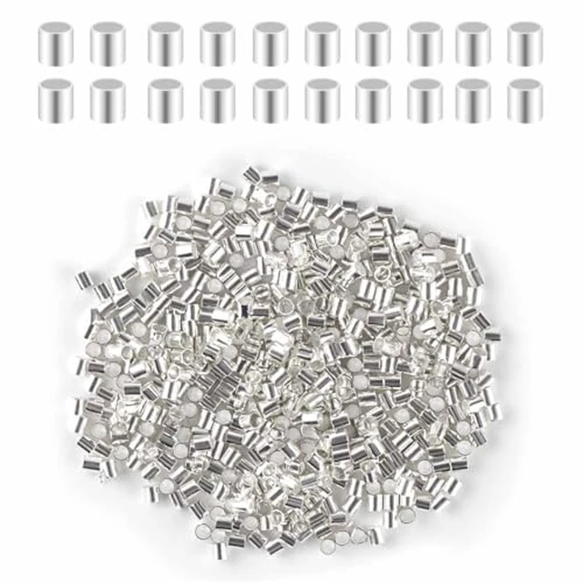 Alt view image 2 of 2 - 500 Pieces Tube Crimp Beads for Jewelry Making 2MM Crimping Beads for DIY Necklace Earring Bracelet Crimp Stopper Silver Tube Crimp End Brass Crimp Tube Spacer Tiny Loose Crimp Tube Bead (Silver)