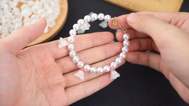 Alt view image 3 of 3 - 100pcs Trumpet Flower Beads, Glass Flower Beads for Jewelry Making, Mini Flora Charms for Making Necklace Bracelets Earrings Home Decor DIY Craft- White