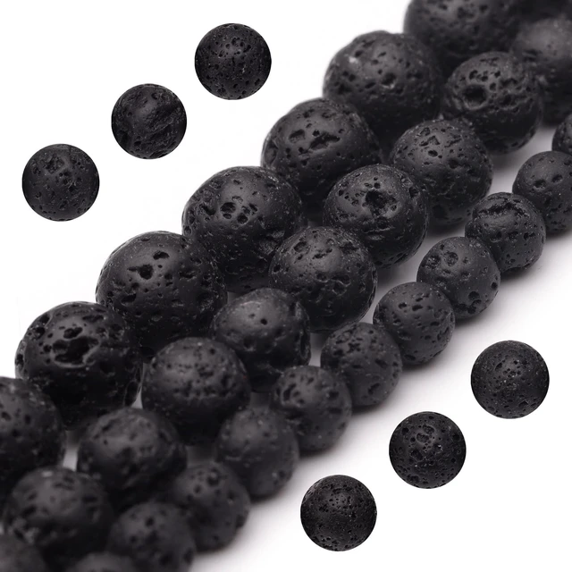 Main image of Youngbling Natural Gemstone Beads for Jewelry Making,6mm Black Lava Polished Round Smooth Stone Beads for Bracelet Necklace 15 Inch