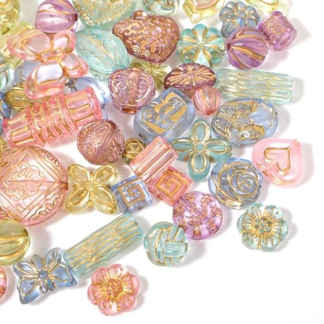 Alt view image 2 of 2 - 60-70 Pcs Cute Assorted Aesthetic Beads- Bohemia Acrylic Bracelet Beads