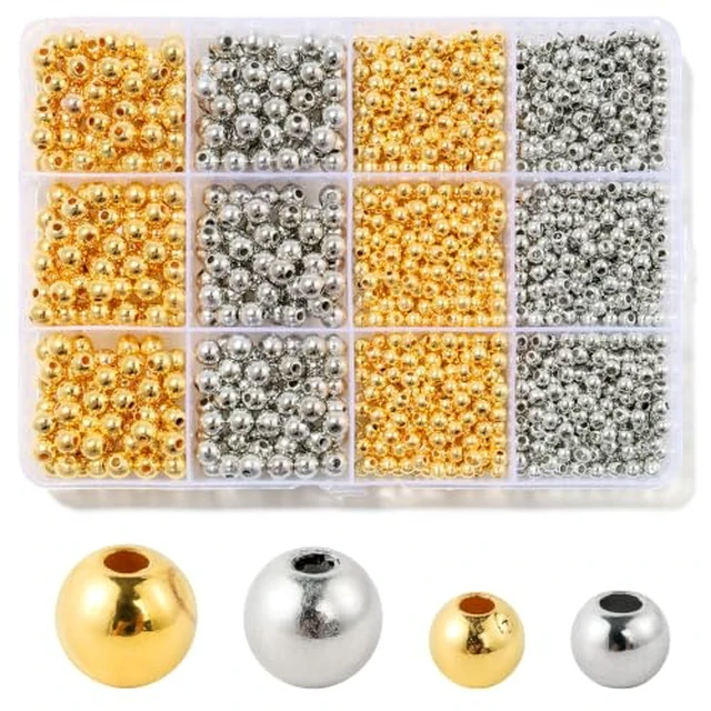 Alt view image 4 of 6 - 1100 Pcs Silver Beads,Smooth Round 3/4/6/8mm Silver Filled Beads for Bracelet Jewelry Making