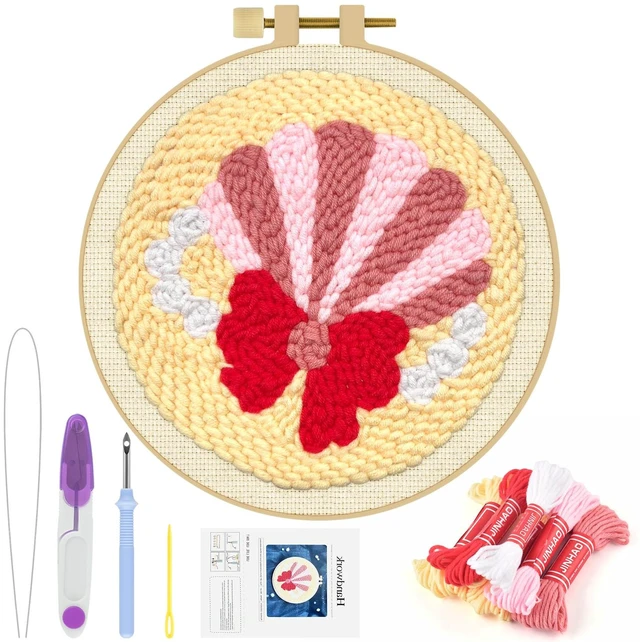 Main image of ERKOON Punch Needle Kit Adults Beginners, DIY Easy Sea Animals Embroidery Set for Starter Art Craft, Needling Punch Project with Patterns, Tools, Yarns, Hoop, Instruction (Shell)