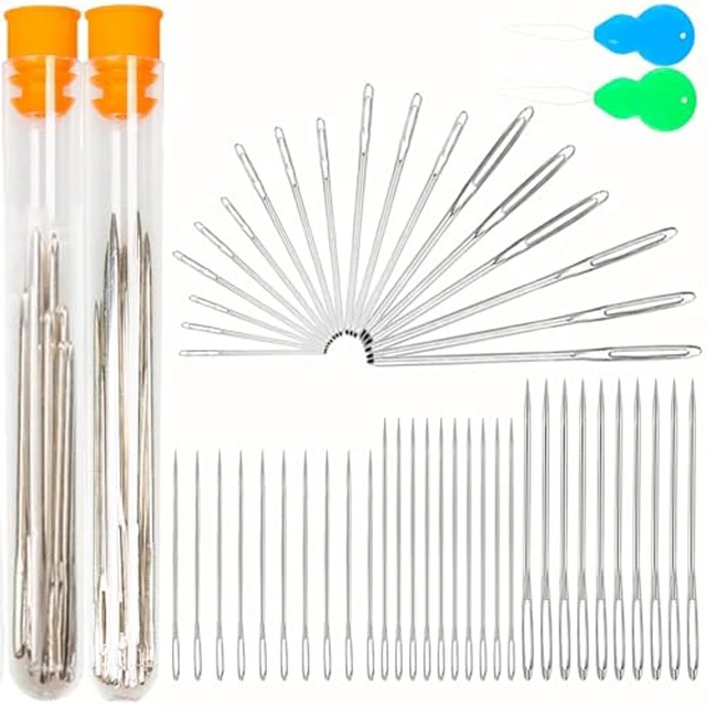 Alt view image 2 of 6 - 36pcs Large-Eye Blunt Needles and Sewing Needles Set, Yarn Tapestry Needle with Needle Threaders for Sewing Crochet Knitting Embroidery