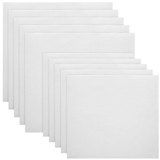 Alt view image 2 of 4 - 10 Pcs White Embroidery Fabric Squares, Pre-Cut Cotton Cloth Precuts for Hand Embroidery, Cross Stitch & Needlework, Multi-Size 8"x8" and 6"x6"