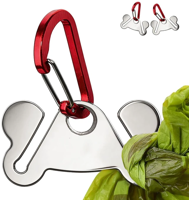 Main image of Dog Poop Bag Holder Leash Dogs Waste Bag Dispenser Metal Carrier Red Clip 2