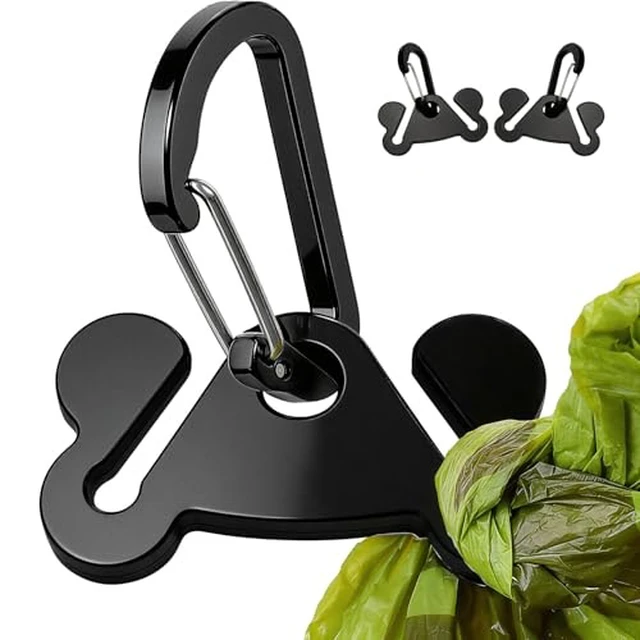 Alt view image 3 of 6 - Dog Poop Bag Holder Leash Dogs Waste Bag Dispenser Metal Carrier Red Clip 2