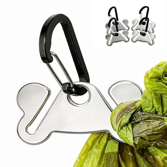Alt view image 4 of 6 - Dog Poop Bag Holder Leash Dogs Waste Bag Dispenser Metal Carrier Red Clip 2