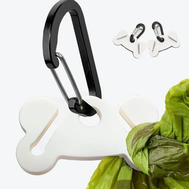 Alt view image 5 of 6 - Dog Poop Bag Holder Leash Dogs Waste Bag Dispenser Metal Carrier Red Clip 2