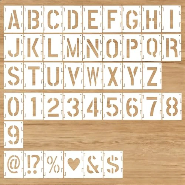 Alt view image 2 of 2 - 42 Pcs 2 in Letter Stencils for Painting, Interlocking Alphabet Kit