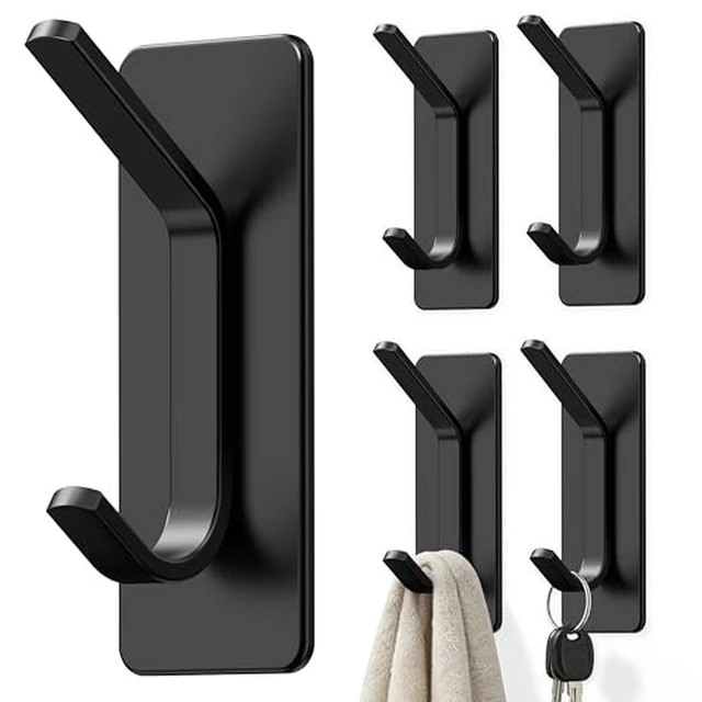 Alt view image 3 of 6 - Double Adhesive Hooks, 5 Pack Stainless Steel Hooks 15 lb Max, Gold