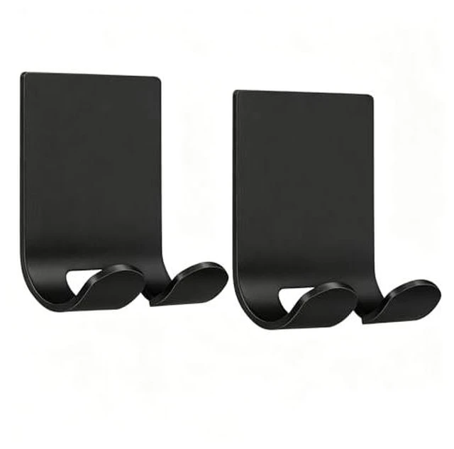 Alt view image 2 of 5 - Holder Shaver Hook Hanger Stand(2 Pack)Heavy Duty Self Adhesive Hooks Stainless Steel Sticky Wall Hooks,Shower Hook for Razor,Bathroom Kitchen Organizer for Plug Robe Towel Loofah Bathrobe Coat