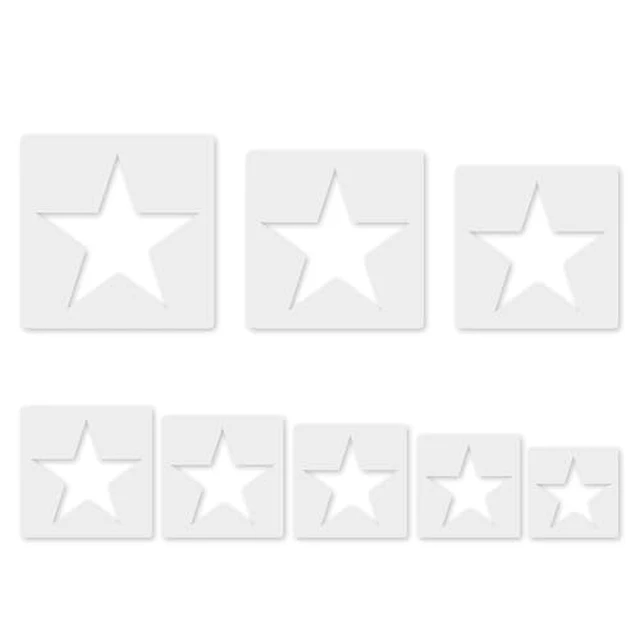 Alt view image 2 of 4 - Stencil, 8 Pcs Different Size Star Stencils, Stars Template Stencil, Large Stencil for Spray Painting, Painting Template for Fabric Walls Arts Paper