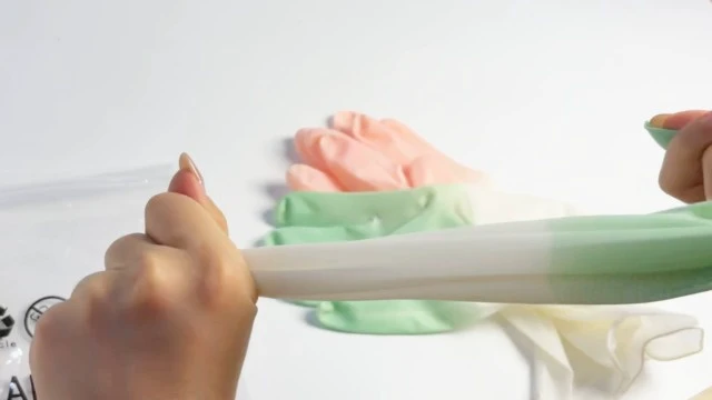 Alt view image 3 of 3 - Cleaning Gloves 2 Pairs Medium, Reusable Rubber Dishwashing Kitchen Women