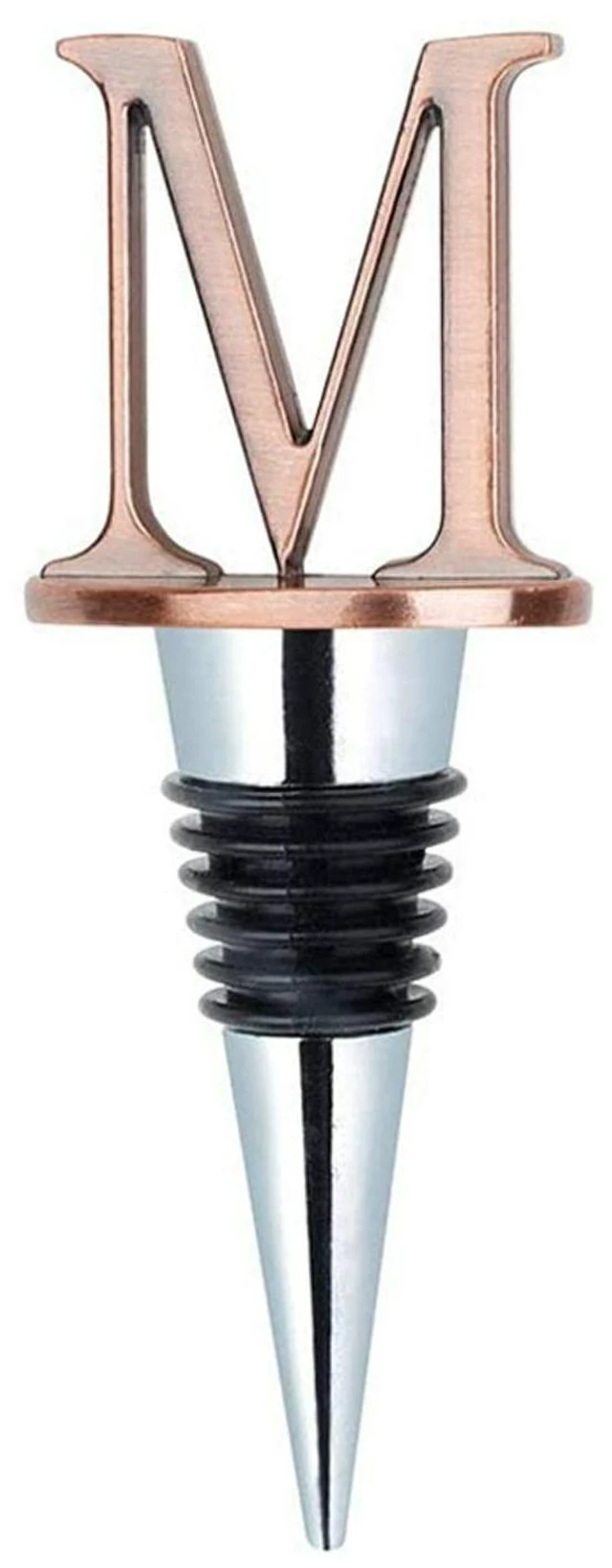 Main image of Initial Letter Wine Bottle Stopper, Reusable Silicone Wine and Beverage Bottle Stopper, Champagne Cork Saver Sealer Plugfor Women Men, Creative Gift for Kitchen Bar Wedding Decor (SIZE:M)