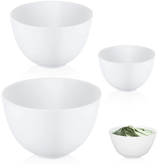 Main image of SUPVOX Silicone Facial Mask Mixing Bowl Set Firm Mask Stirring Bowls for Diy Face and Hair Oil Mixing Soft Texture Beauty Tool 3 Sizes White