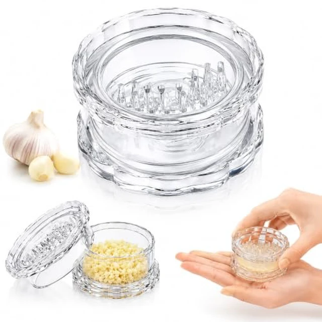 Alt view image 2 of 2 - Clear Manual Garlic Twister and Ginger Mincer Tool,Multi Functional Garlic Mincer Grinder,Practical Kitchen Gadget for Mincing Garlic,Ginger,Onion,Nuts & Seasoning Herbs
