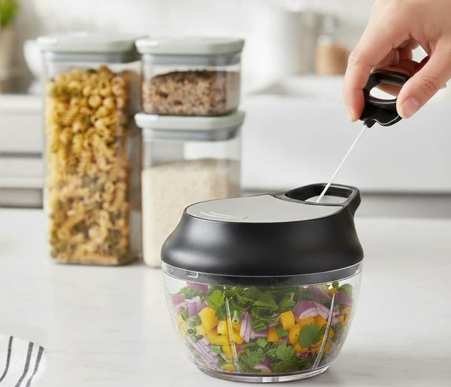 Main image of Manual Garlic Mincer Chopper Compact Handheld Garlic Press with Twist Lid and Stainless Steel Blades Easy to Clean, BPA-Free, No Battery Required Ideal for Kitchen, Camping and Everyday Cooking