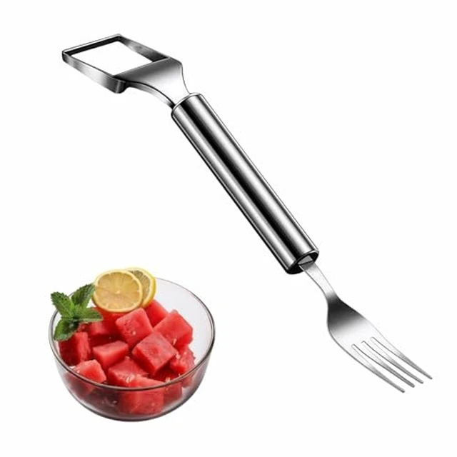 Alt view image 2 of 4 - 2-in-1 Stainless Steel Watermelon Slicer & Fork | Easy Cut, Serve, Enjoy | Kitchen & Camping Must-Have Tool for Fruit Salad, Parties, BBQ | Dishwasher Safe & Rust-Proof