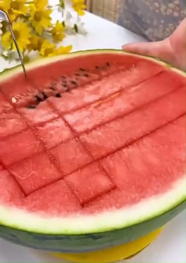 Alt view image 3 of 4 - 2-in-1 Stainless Steel Watermelon Slicer & Fork | Easy Cut, Serve, Enjoy | Kitchen & Camping Must-Have Tool for Fruit Salad, Parties, BBQ | Dishwasher Safe & Rust-Proof