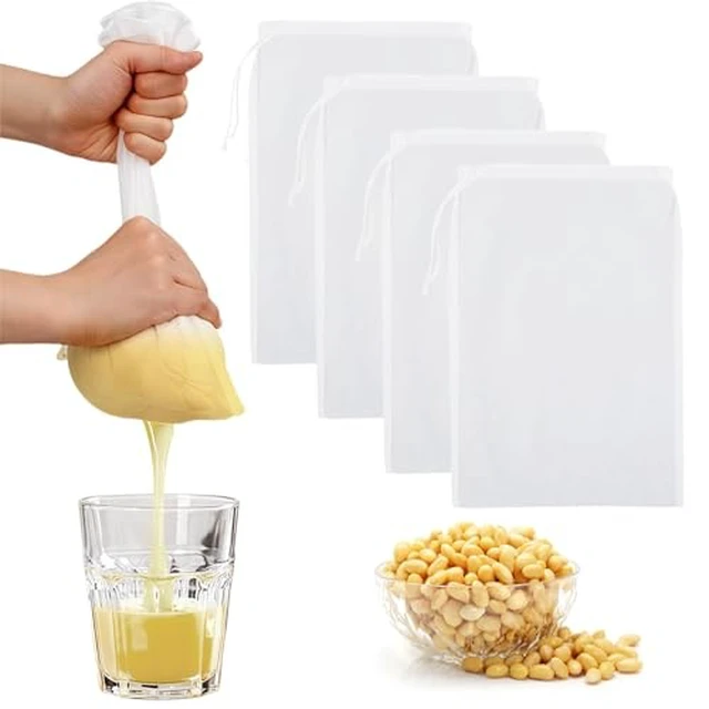 Alt view image 2 of 2 - 4PCS Nut Milk Bag,8x12'' 100 Mesh Fine Mesh Cheese Cloth,Nylon Cheesecloth Bags for Straining,Multiple Usage Reusable Juice Strainer,Suitable for Straining Fruit Coffee Tofu Yogurt Tea (100 Mesh)