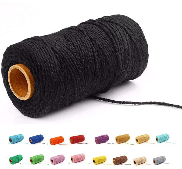 Main image of (109 Yards/1.5mm/35 Colors Optional) Macrame Cord Craft Macramé Cotton Baker Twine Craft Making Knitting Cord Rope DIY Wedding Decor Supply Christmas Wrapping String Rope (Black)