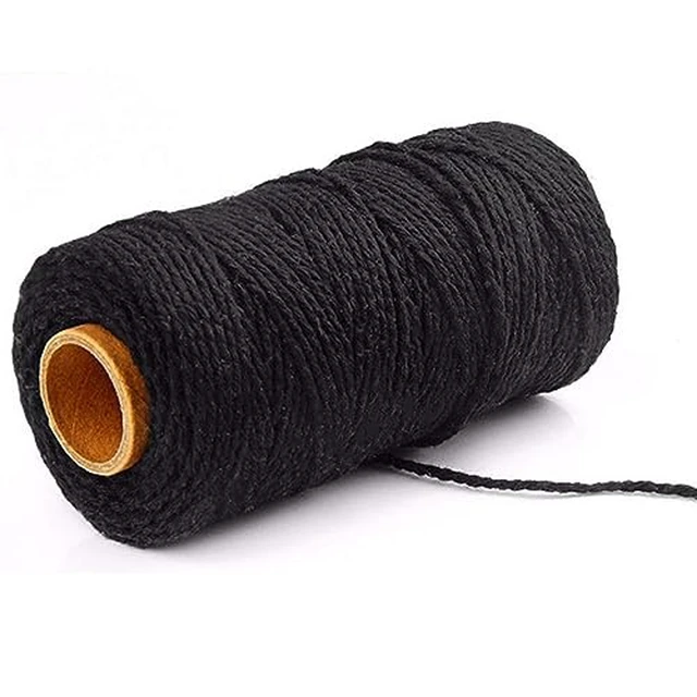 Alt view image 3 of 5 - (109 Yards/1.5mm/35 Colors Optional) Macrame Cord Craft Macramé Cotton Baker Twine Craft Making Knitting Cord Rope DIY Wedding Decor Supply Christmas Wrapping String Rope (Black)