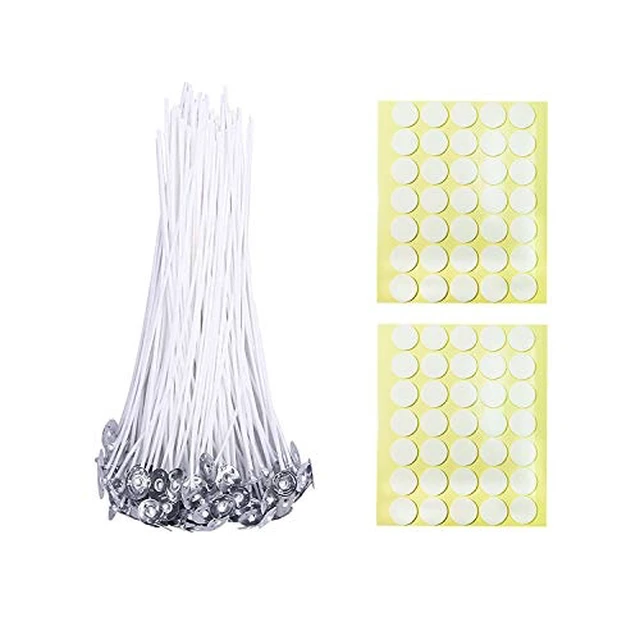 Alt view image 2 of 2 - Candle Cotton Wicks 4 Inch 50pcs with Stickers Short Candle Making Wicks and Double Sided Stickers for Making DIY