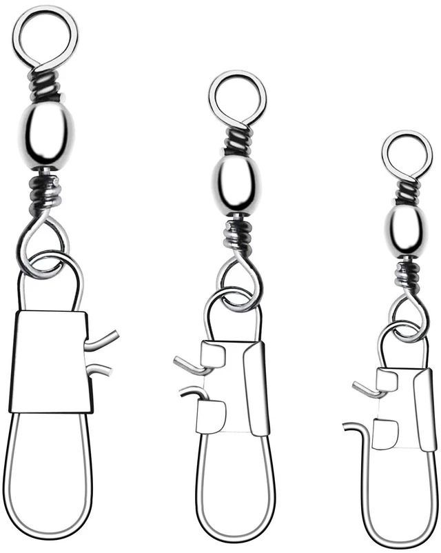 Main image of 100 PCS Fishing Swivels Snap,Stainless Steel Swivel Fishing Line Connector,Interlock Fishing Hooks Clip,Barrel Snap Swivels for Freshwater and Saltwater Fishing