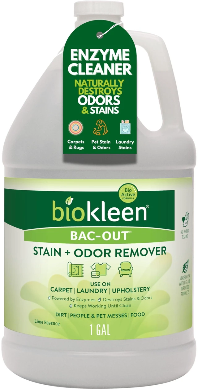 Main image of Bac Out Enzyme Cleaner, Stain & Pet Odor Eliminator, Lime Scent Pet Stain Remover for Carpet, Enzymatic Cleaner for Dog Urine, Cat Urine Enzyme Cleaner Destroyer, Eco-Friendly, Non-Toxic